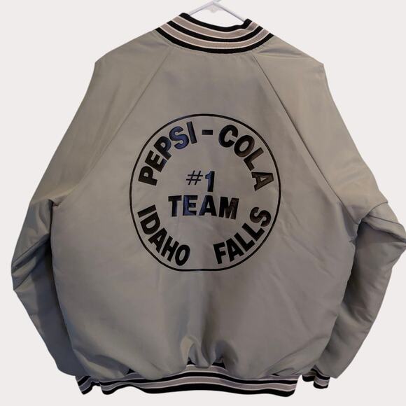 Vintage PEPSI COLA Quilted Bomber Jacket Idaho 
Falls Team Sport XL Baggy - Picture 2 of 7